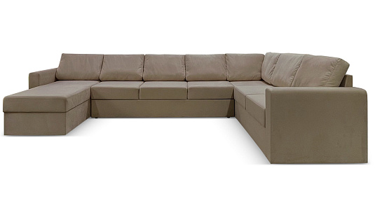 П-образный диван Дания Бежево-серый велюр