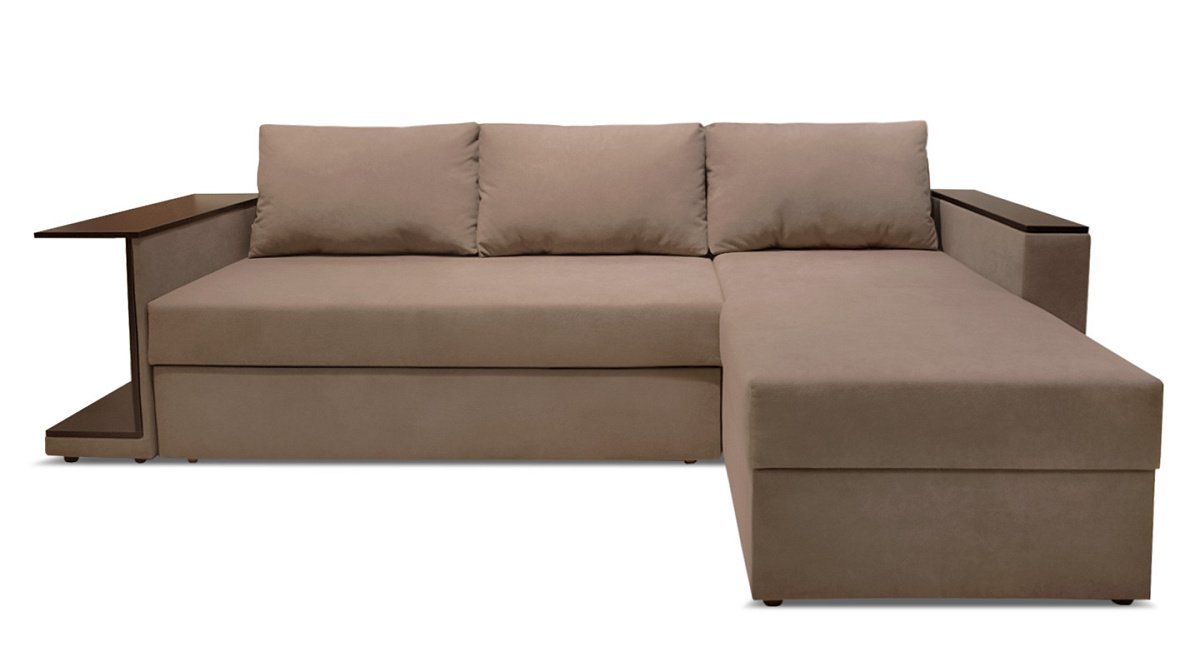 Диван угловой Берг Светло коричневый велюр