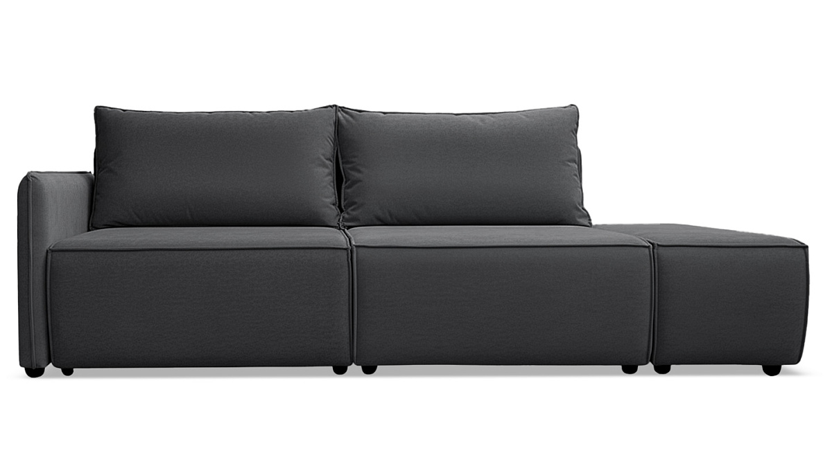 Прямой диван Киото с пуфом  Графит велюр