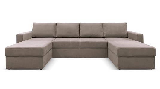 П-образный диван Карлстад Бежево-серый Велюр